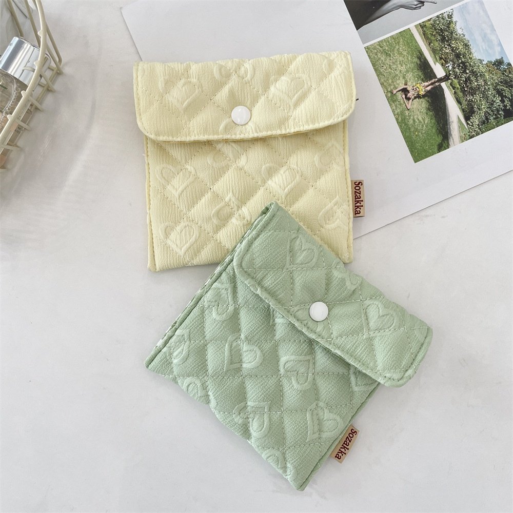 5492  绗缝提花爱心卫生包口红收纳袋学生便携生理期卫生巾整理包,收纳整理,吸尘器收纳架/盒/袋,淘宝优惠券,粉丝福利购,淘宝优惠卷