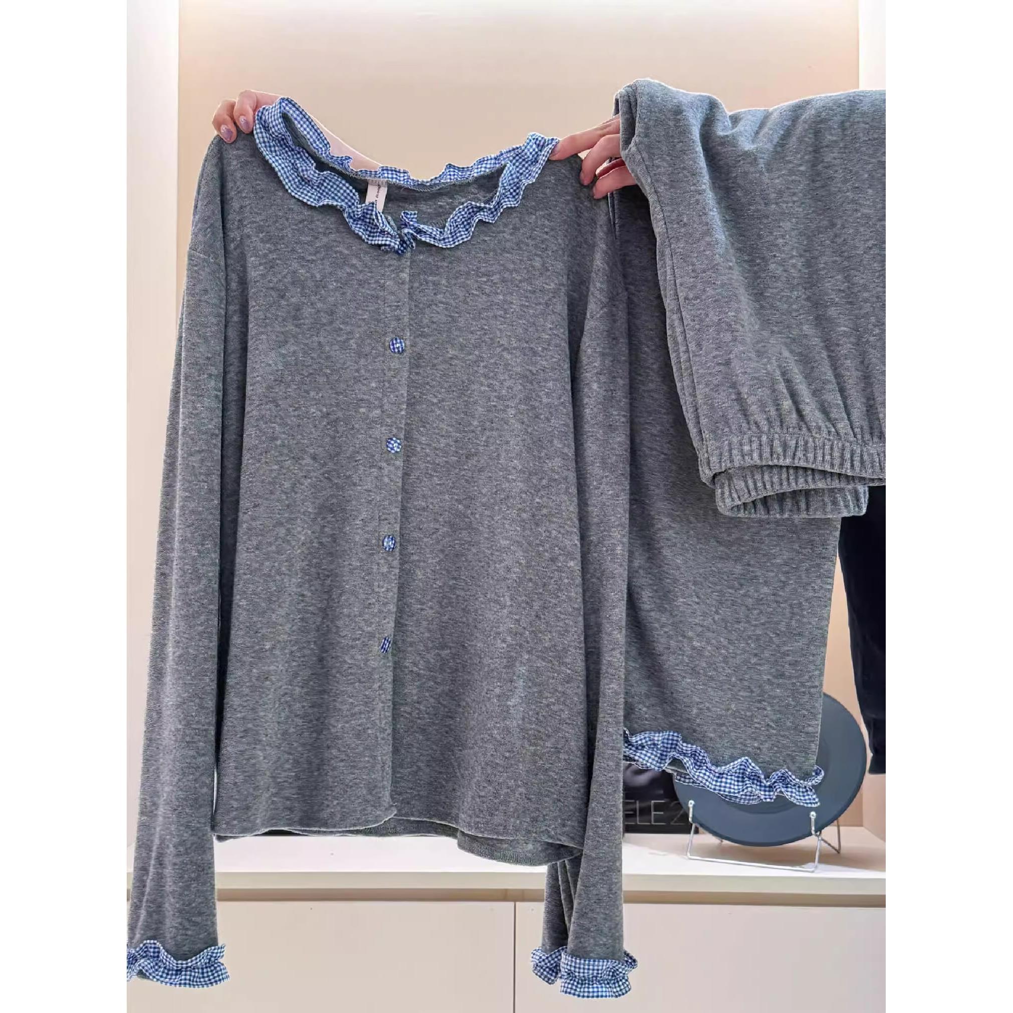 Native Kiss甜美简约德绒睡衣女2025年秋冬保暖可外穿家居服套装