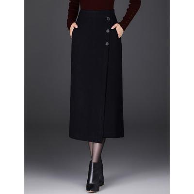 春秋毛呢半身裙女2025设计感直筒包臀裙高端裙子小个子一步裙长裙