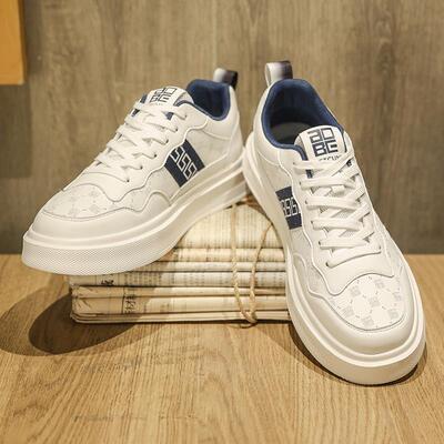 欧洲站男鞋潮夏季透气休闲鞋子设计感小众板鞋四季厚底男款小白鞋