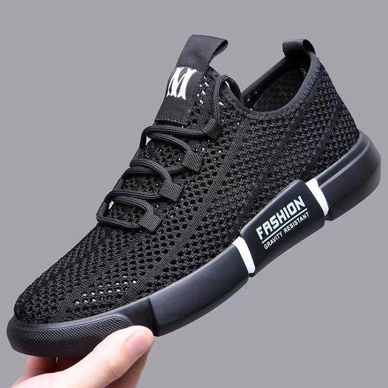 夏季透气男鞋网面飞织鞋潮流户外百搭软底运动跑步休闲鞋男士网鞋