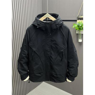 高端工装连帽冲锋衣外套男士2025新款爆款春秋冬季休闲夹克男款潮