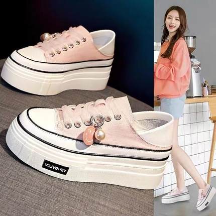 7/18D㊙超透气！显高显瘦！显腿长！内增高小白鞋女百搭一脚蹬懒