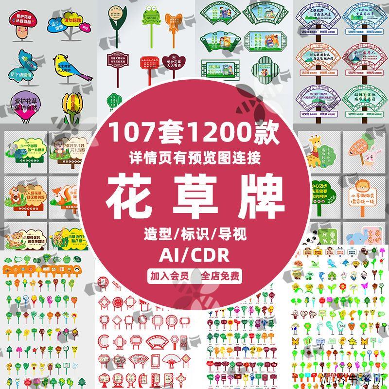 社区公园草坪绿化花草牌提示牌异样图/效果图销售
