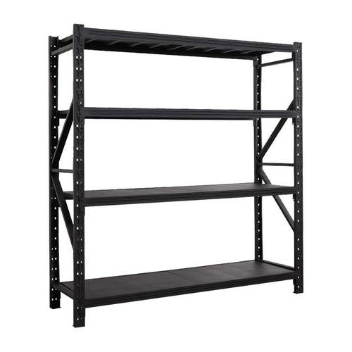 黑色货架4层轻型组合货架仓库中型可拆式易安装库房仓储货架