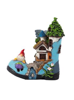 侏儒小矮人树屋树脂太阳能灯摆件花园庭院微景观装饰