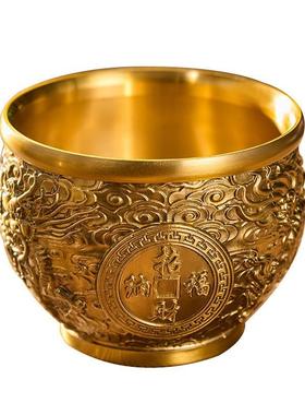 麒麟缸纯黄铜招米缸精雕百福缸聚宝盆聚财米缸招财摆件办公室