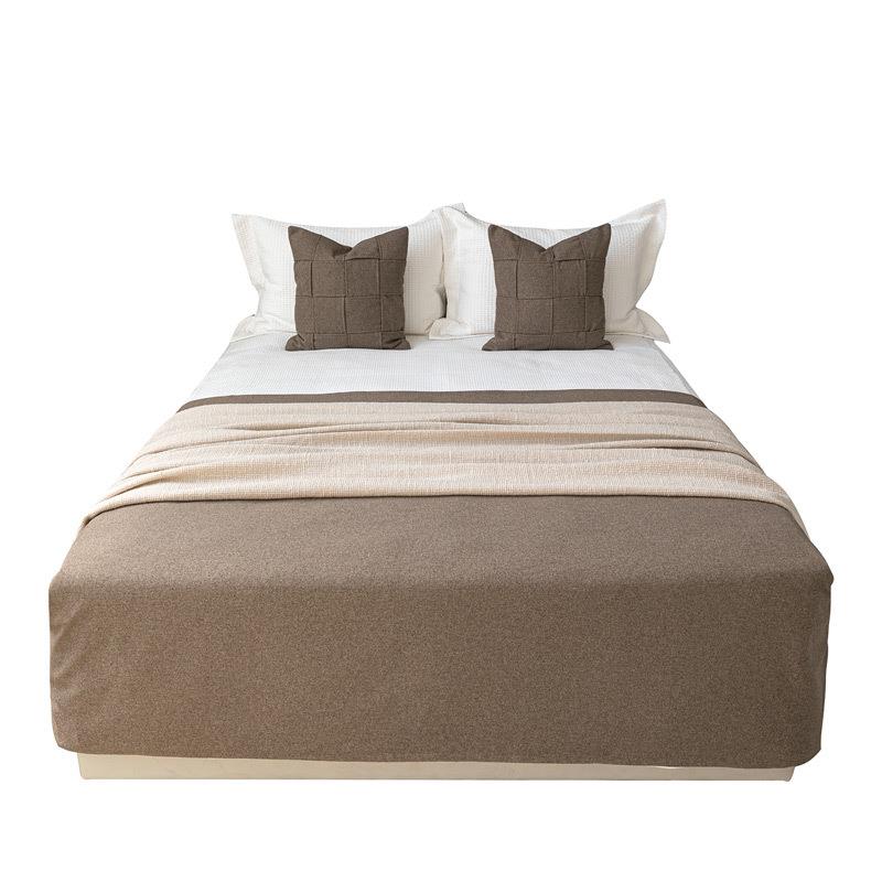 日式侘寂风床尾毯OBX咖间靠枕原木风民宿样板靠床色旗抱枕组合搭