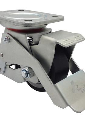 3寸重型脚踩顶高器脚轮J-CBP05-D75-BF替代聚氨酯带脚杯PU轮