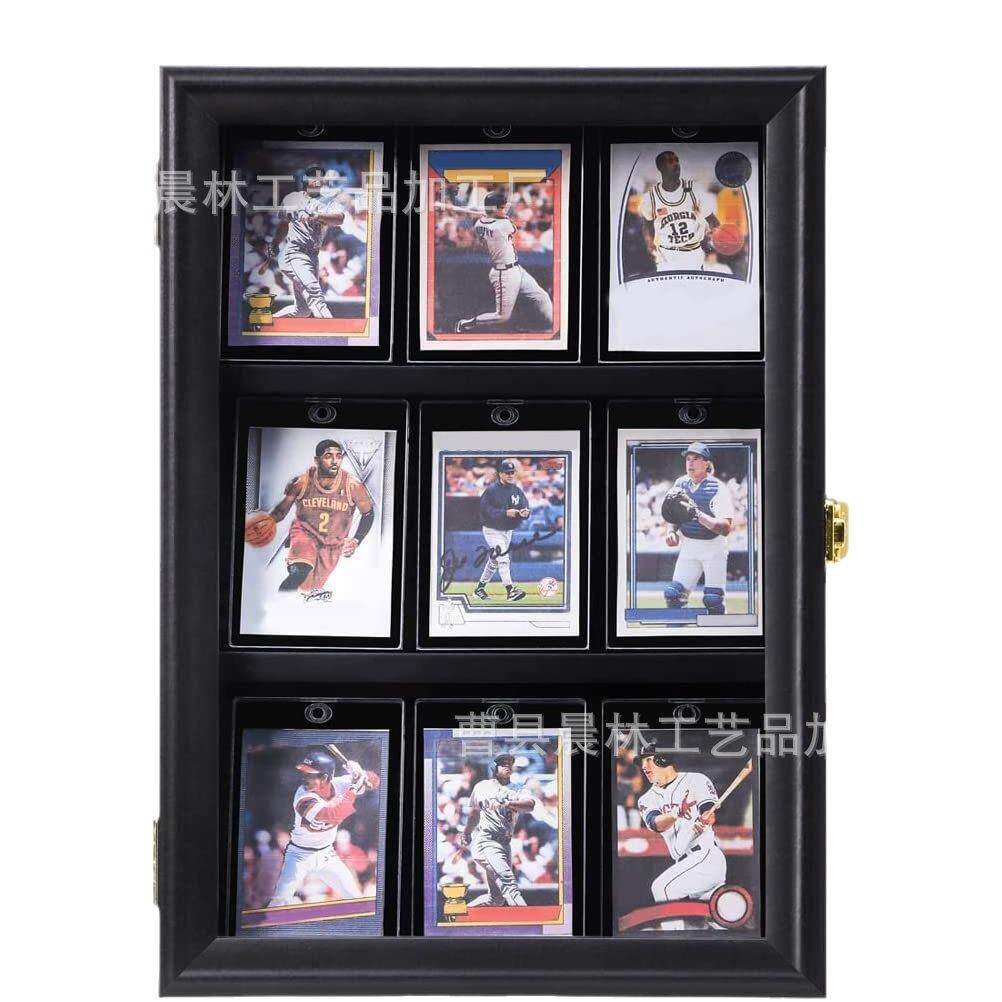 木质球星卡片收纳盒壁挂式墙上球星卡片存储盒木制透明收藏盒