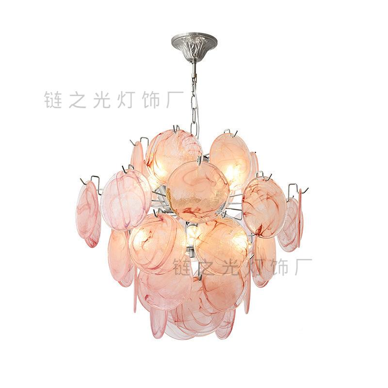 法式古客厅吊灯厅轻奢中古风餐复楼梯装卧室风铃七彩玻璃96377饰