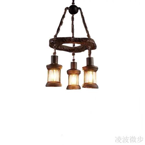 美式工业复古风网吧咖啡餐厅酒吧服装店个性创意乡村船木装饰吊灯