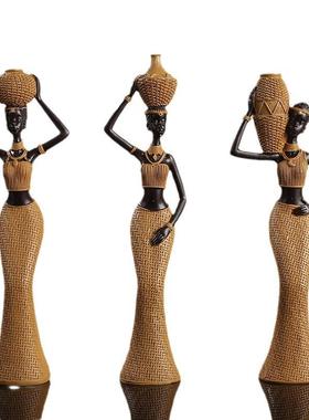 复古非洲少女家居民族风工艺树脂摆件创意礼品客厅书房人物装饰品