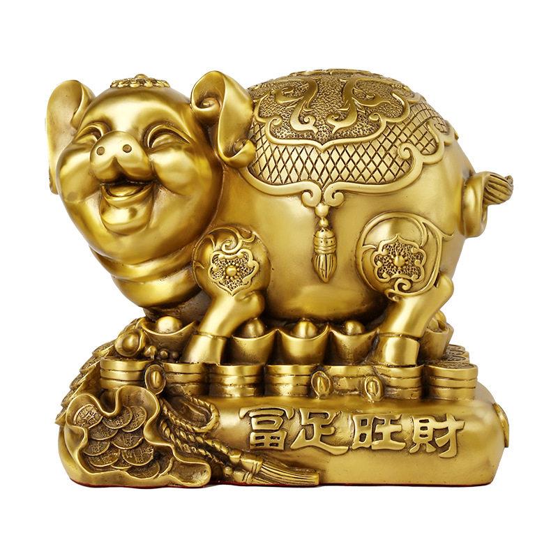 黄铜富足旺财猪生肖猪存钱储蓄摆件乔迁礼物家居书房卧室装饰品
