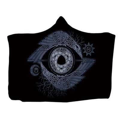 维京人款厂家连帽毯子儿童绒毯披风毯双层保暖披肩毛毯