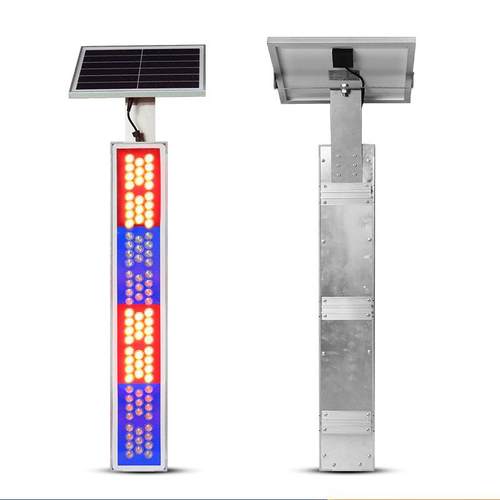 LED竖条型红蓝太阳能爆闪灯路口长条形太阳能警示灯交通频闪灯