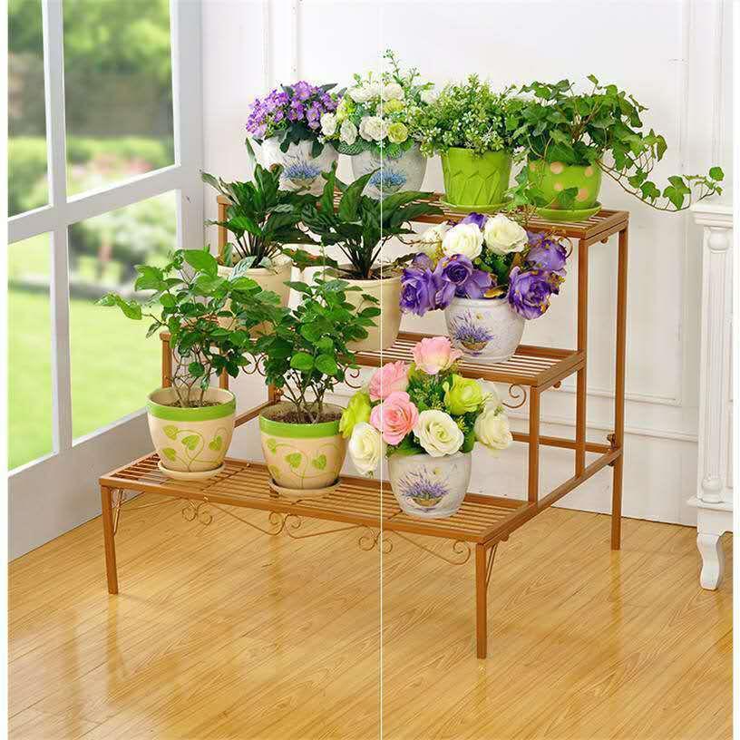 欧式田园铁艺多层花架墙角阶梯花盆架子阳台绿萝花架花几客厅三层