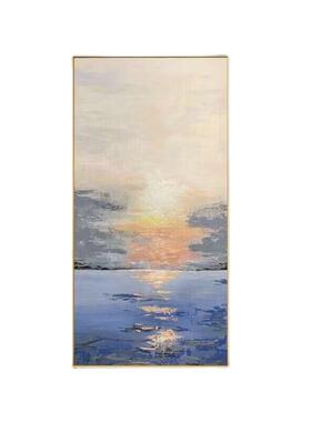 纯手绘油画抽象玄关装饰画蓝色肌理画民宿酒店别墅挂画竖版壁画