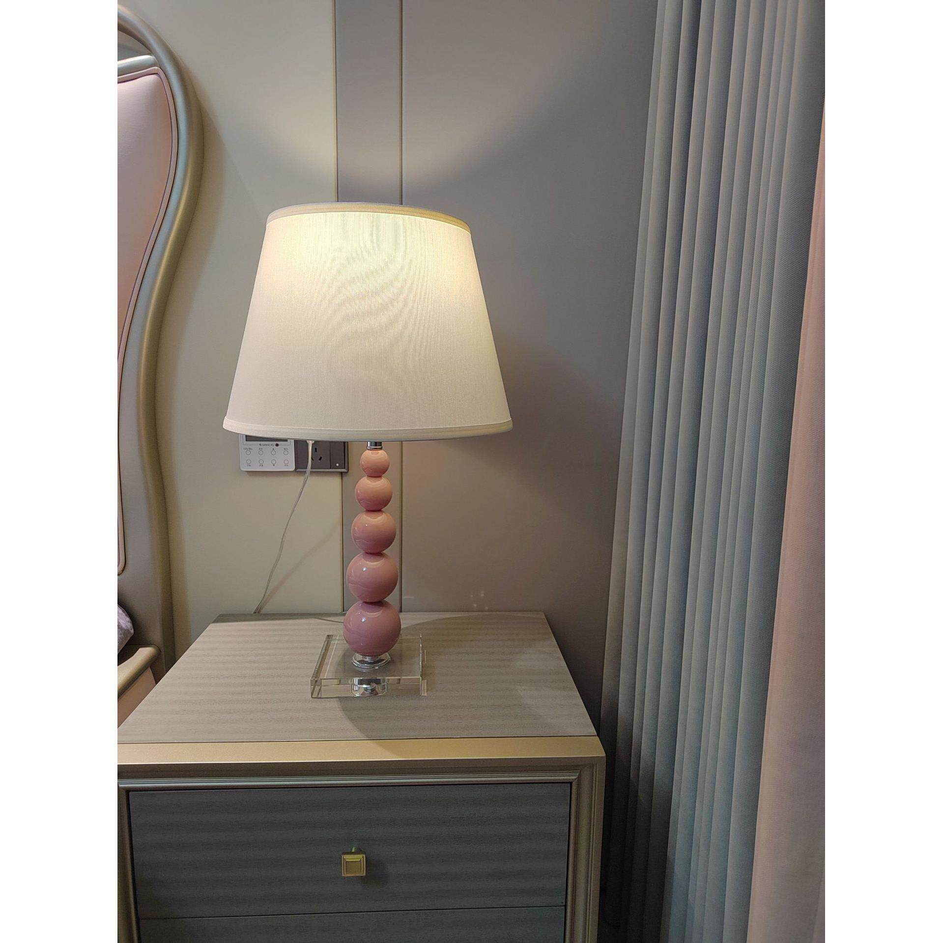 外贸出口粉色水晶台灯简约现代美式田园欧式样板房女孩儿童房装饰