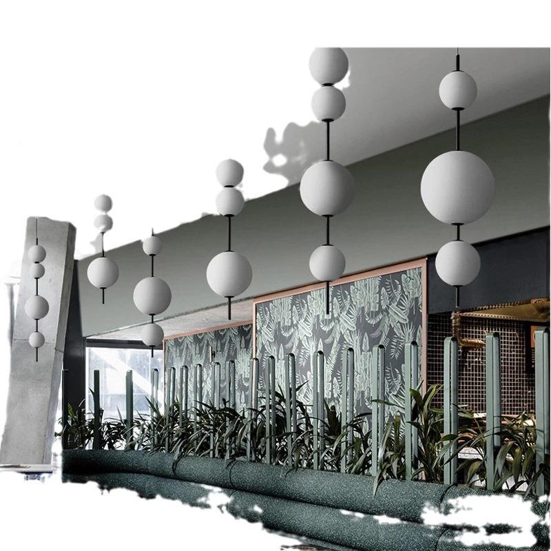 北欧简约新款网红客厅室灯创意E轻奢球白色吊LD卧玻璃泡泡球灯