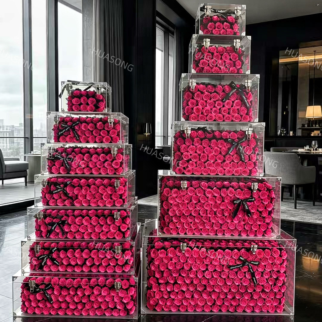 永生花玫瑰花盒手提箱行李箱摆件装饰家居玫瑰茶几乔迁生日礼物
