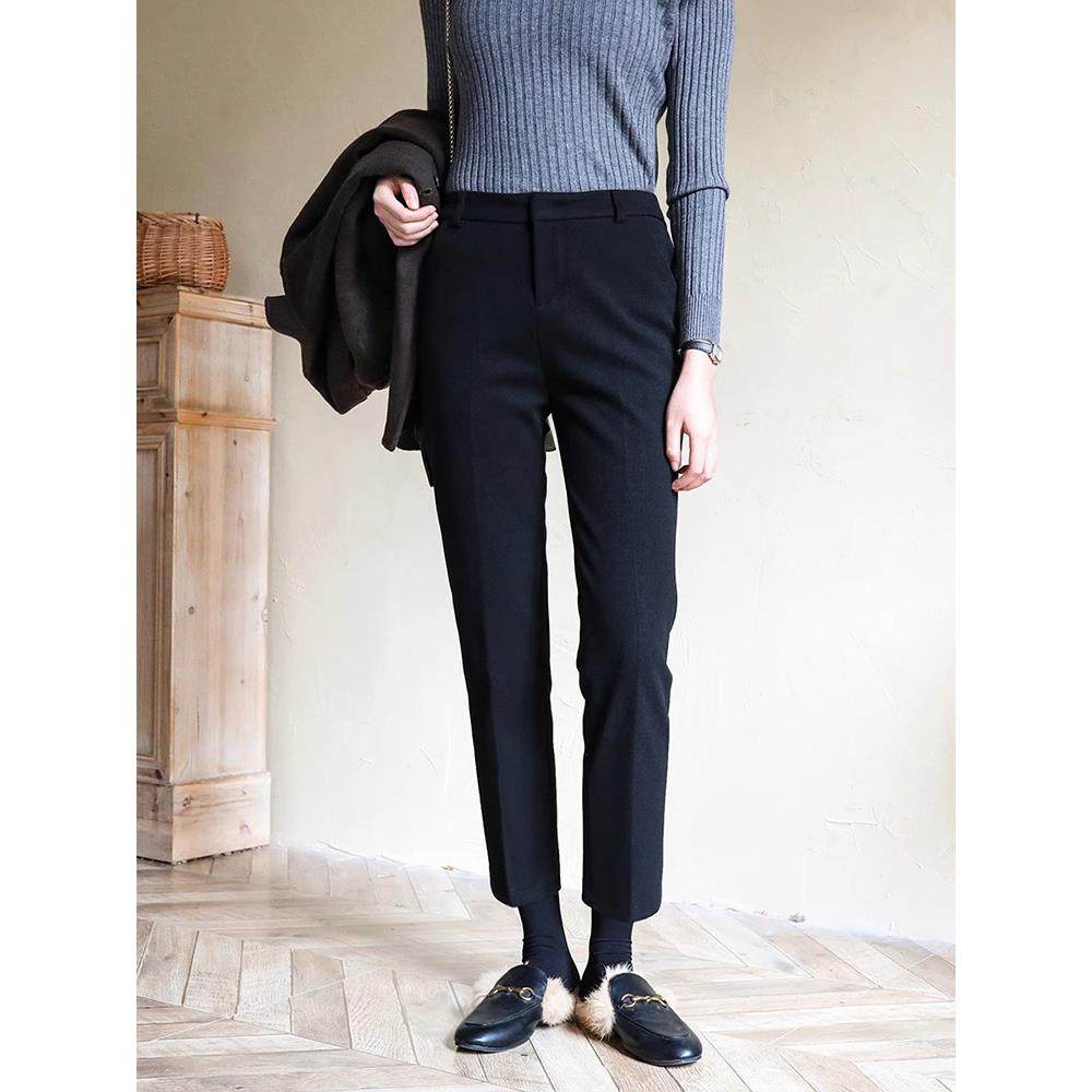 2025春秋新款九分烟管羊毛呢裤女加厚加绒直筒通勤黑色休闲西装裤,女装/女士精品,西装裤/正装裤,淘宝优惠券,粉丝福利购,淘宝优惠卷
