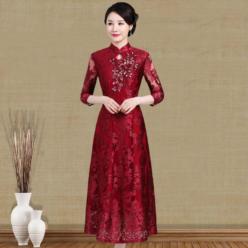 YGSZ高端喜婆婆婚宴装结婚婚礼妈妈喜服晚礼服裙女气质高贵连衣裙