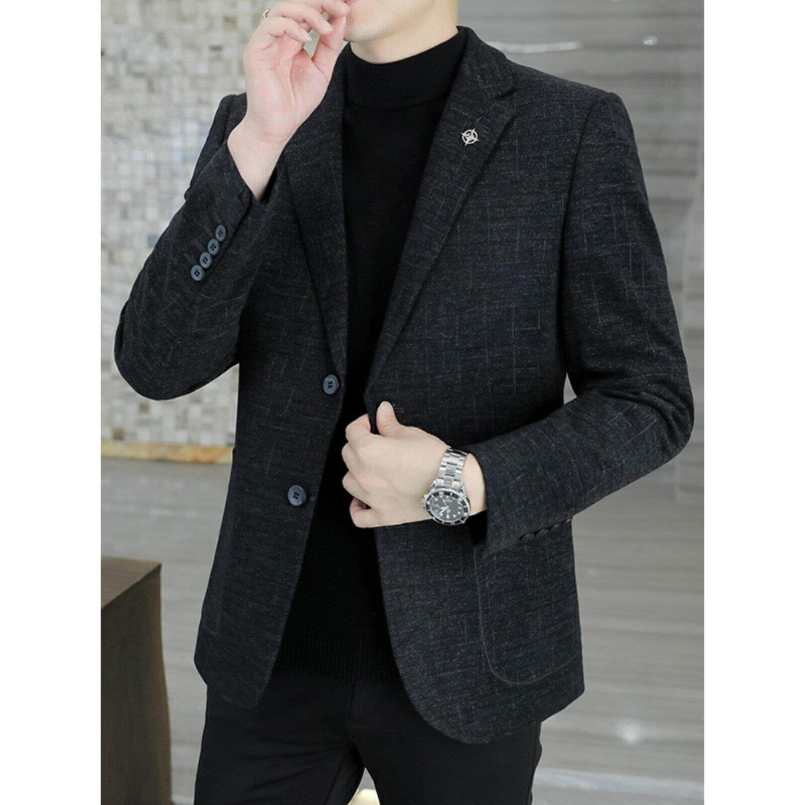 英式小西装夹克男士休闲时尚单件西式中青年商务正装大尺码2025新