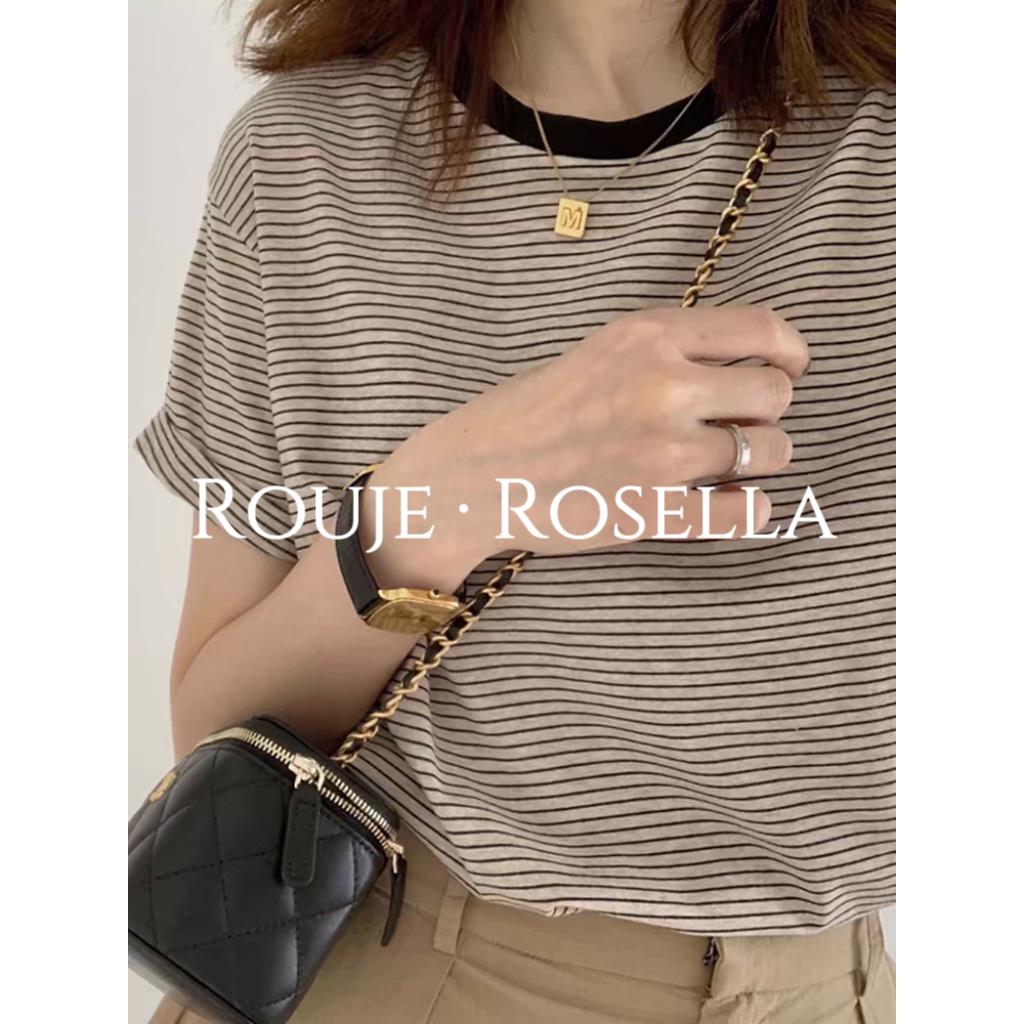 法国Rouje Rosella⭐条纹短袖t恤女夏宽松ins显瘦减龄半袖上衣
