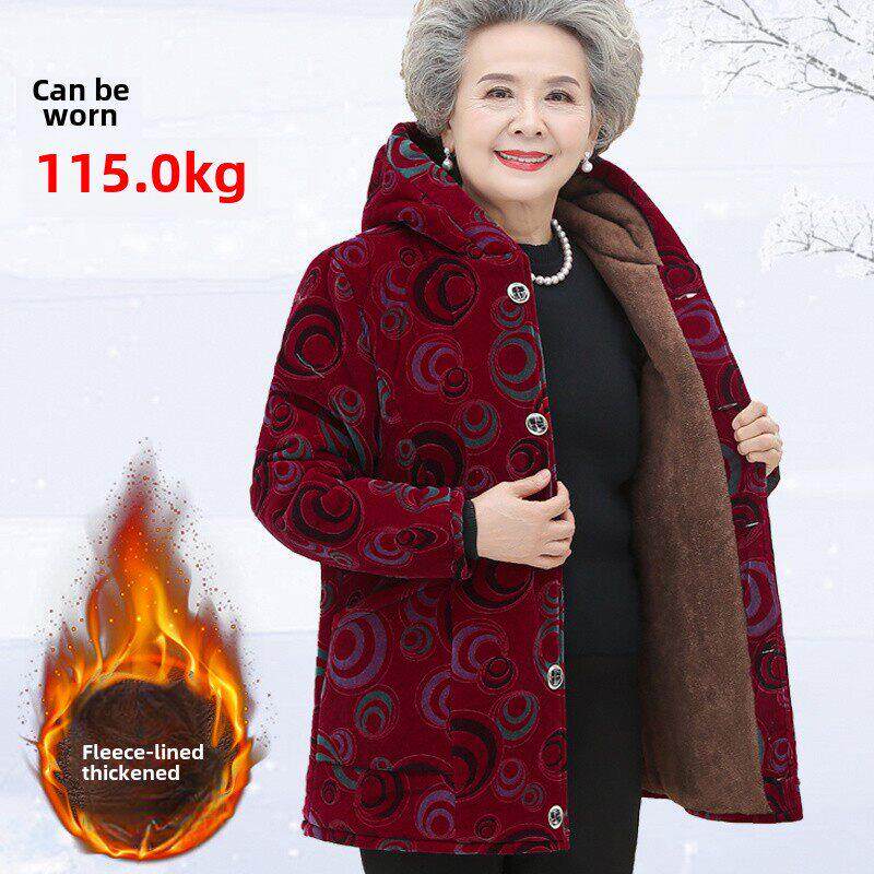 中老年人妈妈棉袄女冬季加肥加大码棉衣外套奶奶冬装加厚保暖棉服