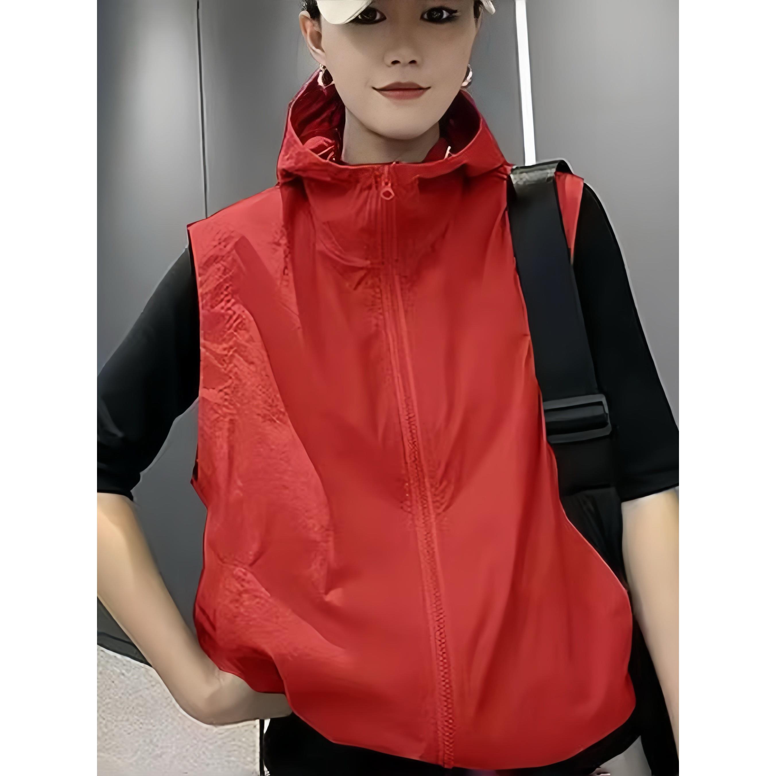 欧洲站连帽马甲外套女春夏新款时尚休闲女士无袖坎肩薄款防晒马夹