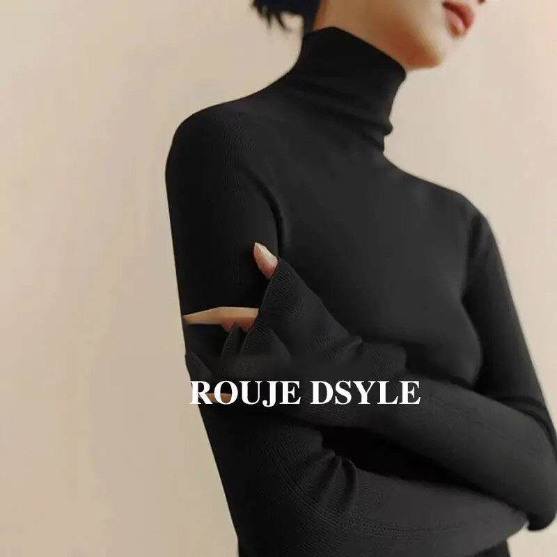 Rouje Dsyle高领针织打底衫女款2026秋冬新款修身内搭堆堆领上衣