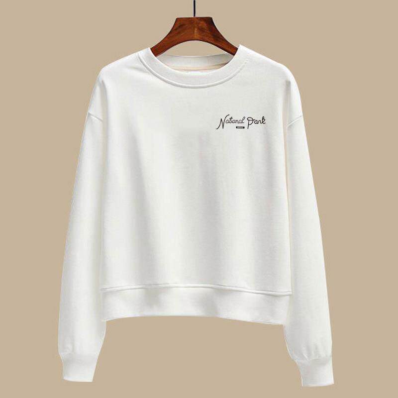 韩国纯棉短款白色卫衣女士2025新款秋冬春秋宽松无帽薄款ins潮