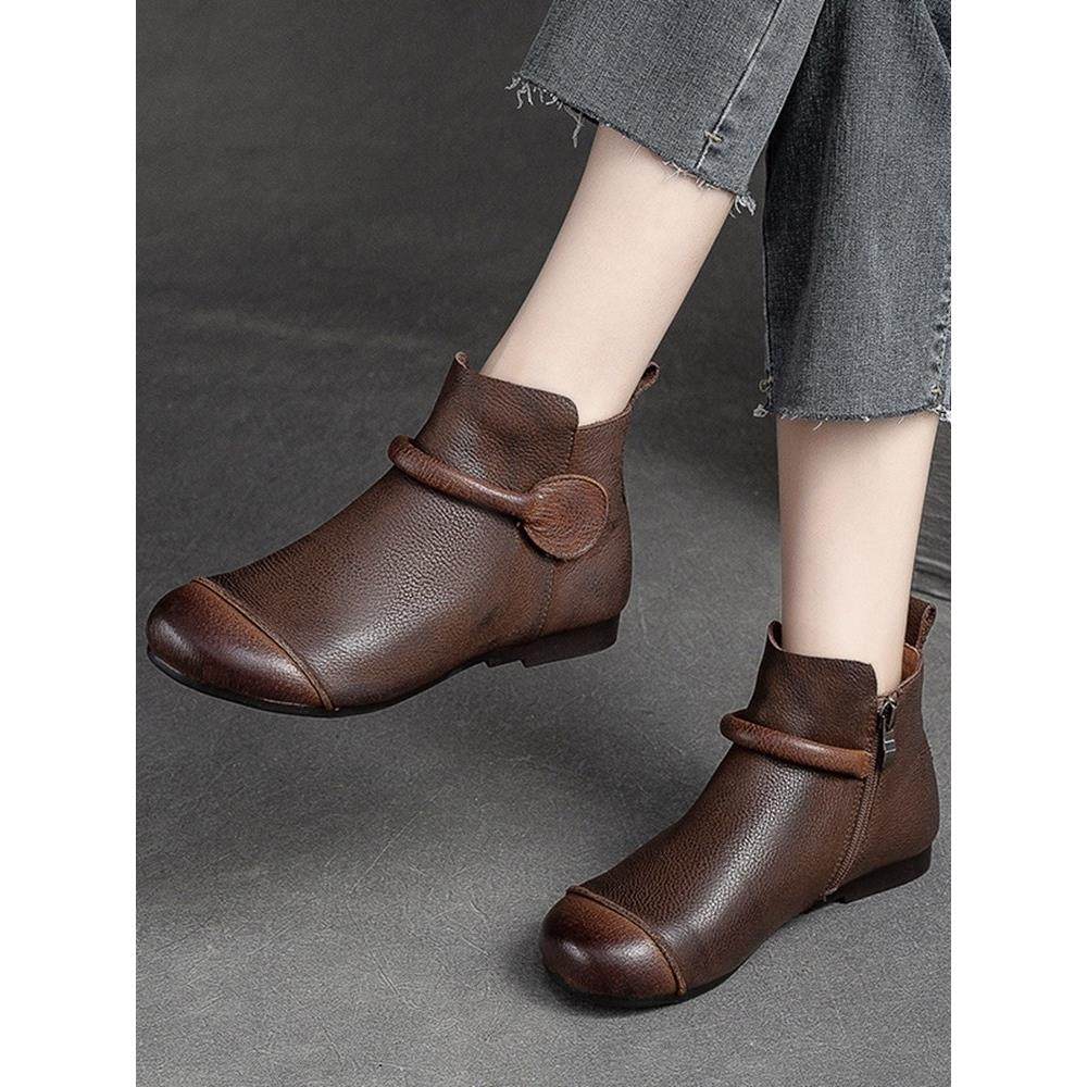 英国[设计师]非常克制的秋冬层牛皮女式靴子配侧拉炼平底鞋,女鞋,雨鞋,淘宝优惠券,粉丝福利购,淘宝优惠卷