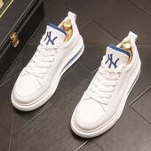 2025新款 韩版 潮牌气垫小白鞋 百搭厚底松糕鞋 男真皮透气内增高板鞋