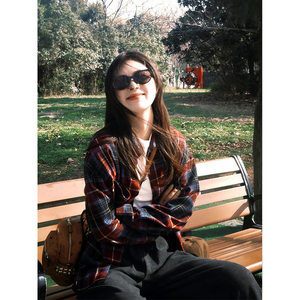 Rixo Kelly法式格子衬衫女春夏高级小个子慵懒风美式覆古外套上衣