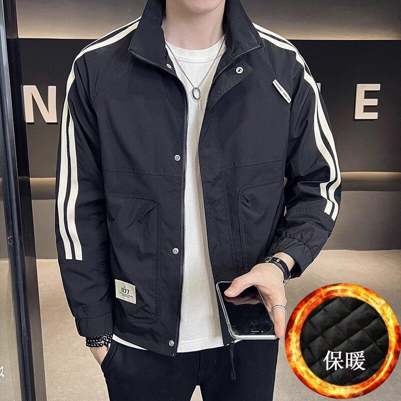 潮牌2525薄款外套男春秋款潮流立领条纹潮牌痞帅休闲衣服夹克男潮