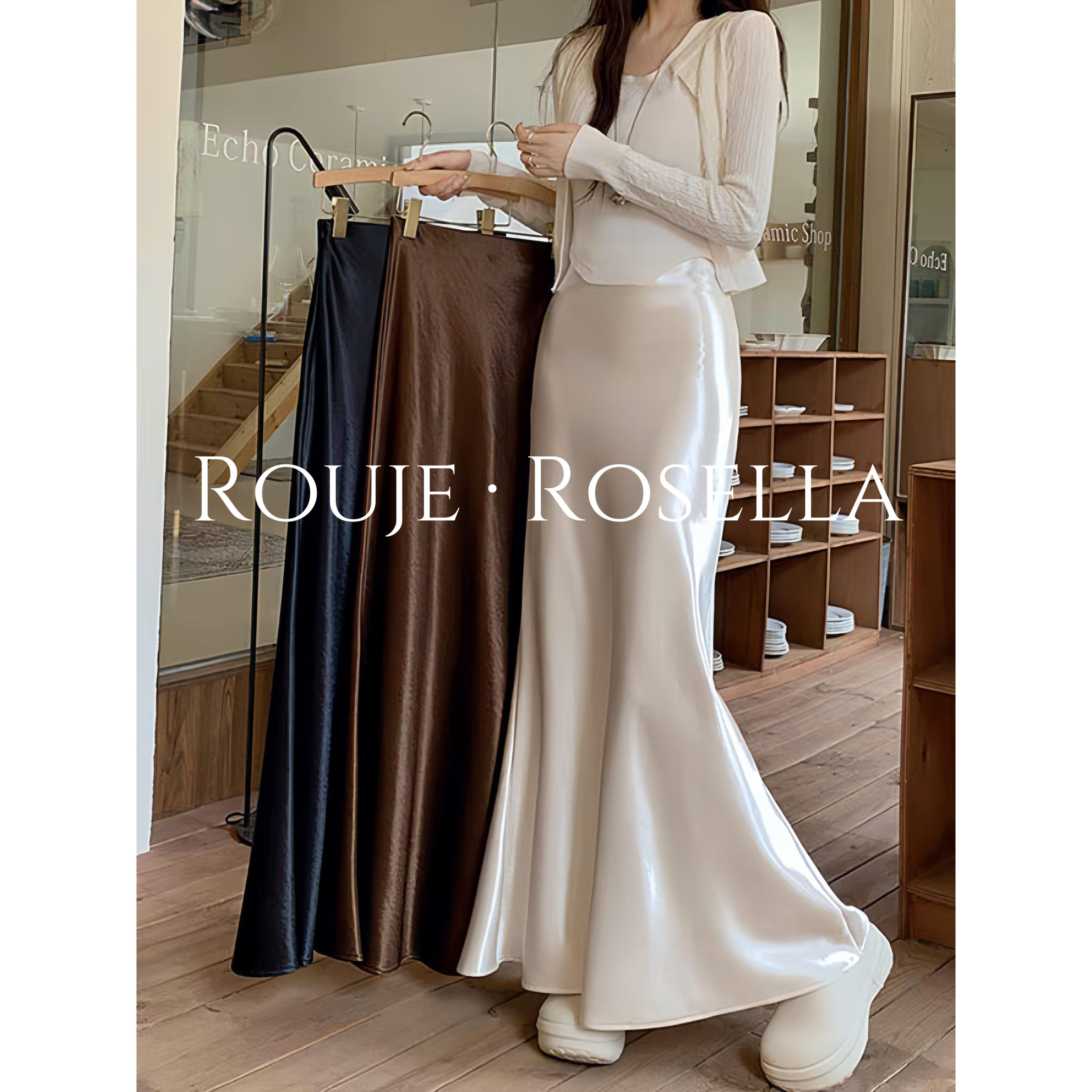法国Rouje Rosella气质迷人⭐法式醋酸绸缎半身裙女夏显瘦鱼尾裙