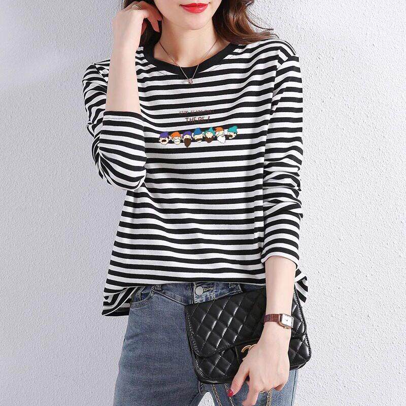 欧洲站条纹长袖T恤女ins潮小众设计感春秋2025年新款宽松内搭洋派