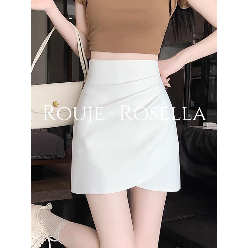 法国Rouje Rosella⭐褶皱不规则包臀西装半身裙女夏季高腰短裙