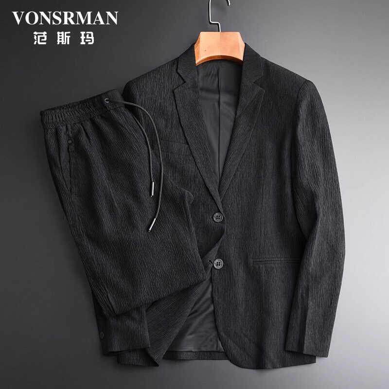 Vonsrman 春秋季新款男士西服套装高级感轻奢休闲商务西装两件套