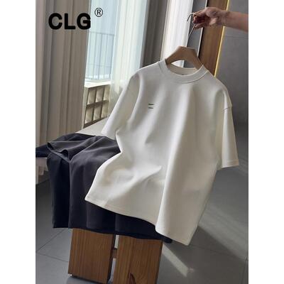 香港潮牌舒适丝滑短袖T恤纯棉320g重磅男士宽松上衣阔版简约新款