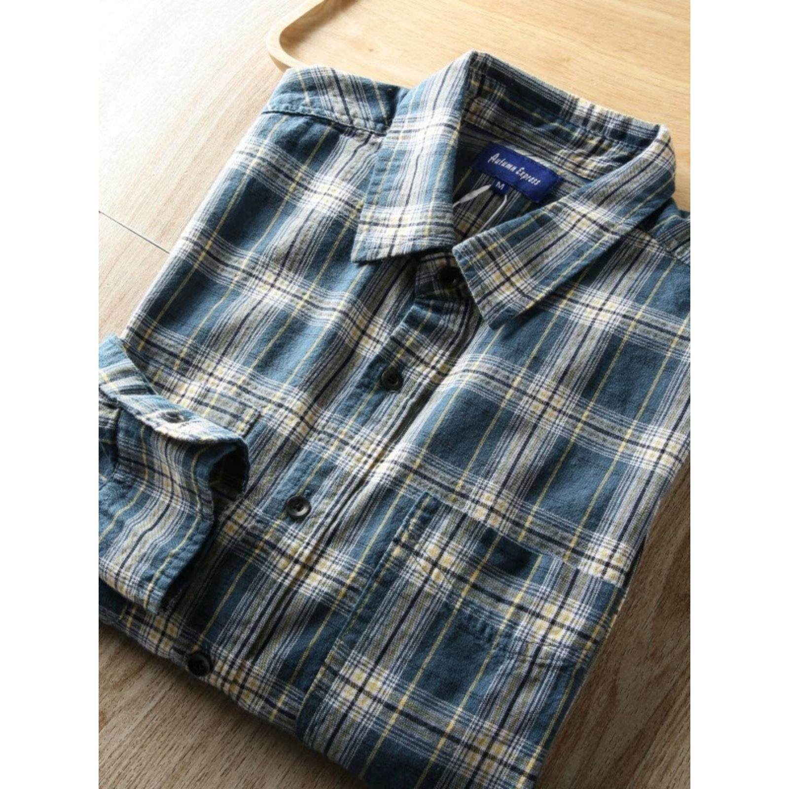 Home Daily 复古风！稀缺配色！水洗做旧宽松休闲格子长袖衬衫男,男装,秀禾服,淘宝优惠券,粉丝福利购,淘宝优惠卷