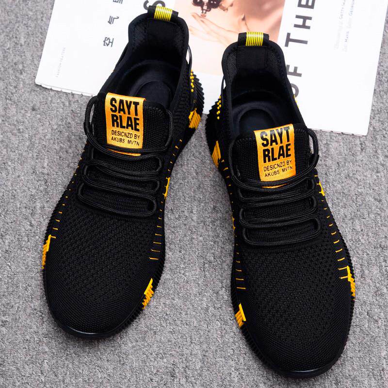 运动鞋男款2024春秋透气软底防滑椰子鞋男士百搭休闲飞织网面鞋子