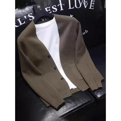 毛针织衫夹克外套男士春秋冬季2025新款商务休闲V领开衫毛衣男款