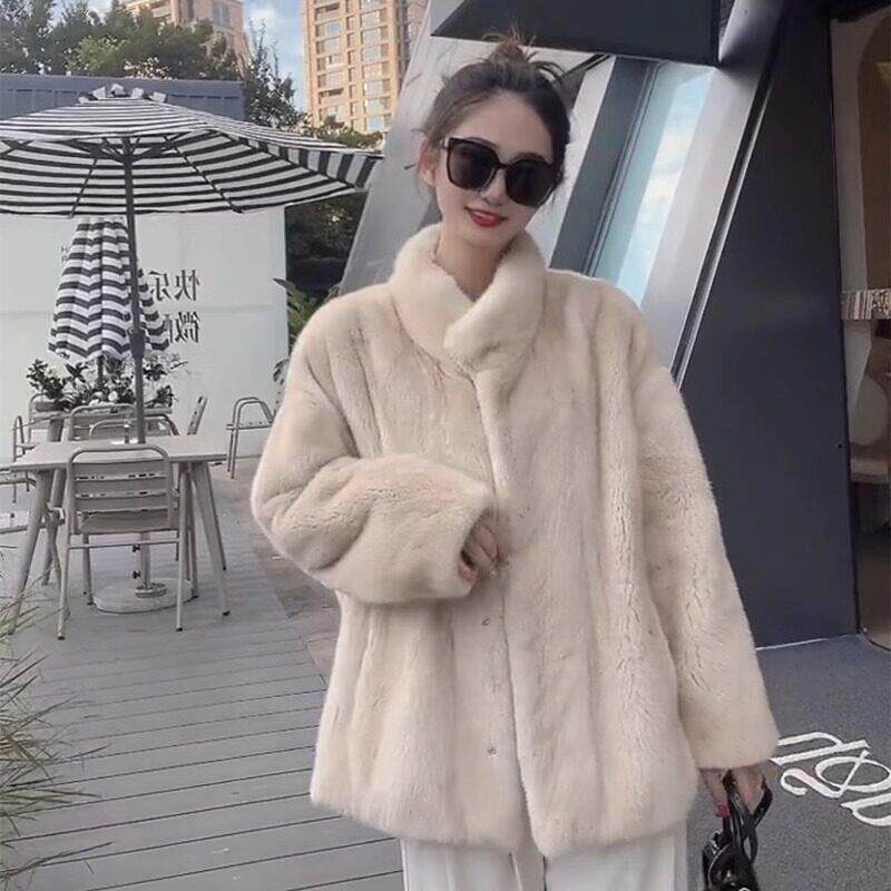 海宁獭兔毛绒皮草外套女2025年冬季新款加厚小个子中长款大衣女