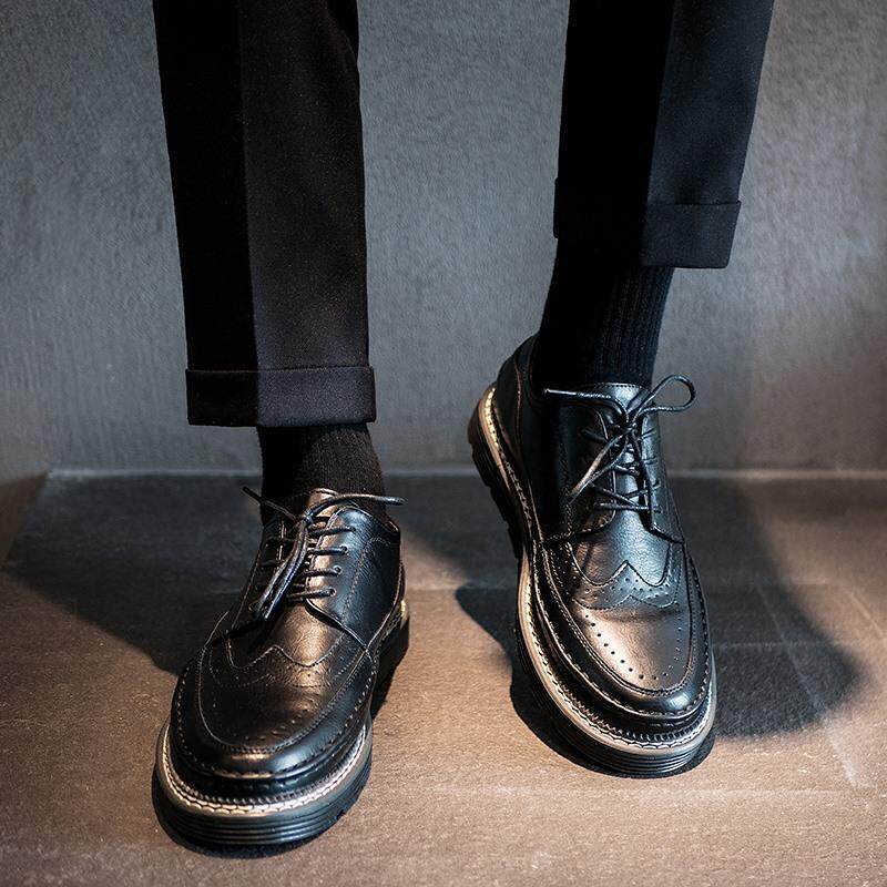 布洛克男鞋2025夏季款新品小皮鞋潮流英伦风正装商务男士休闲 板