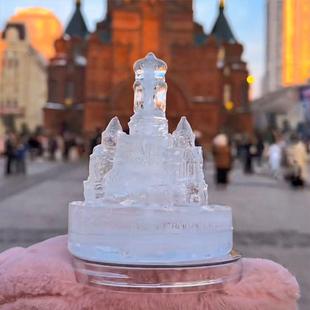 做冰灯的模具索菲亚冰灯硅胶模具食品级diy立体城堡造型冰块哈尔