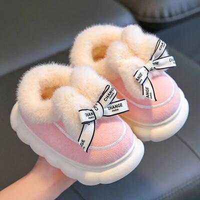 女宝棉拖鞋包跟小孩冬季加绒加厚儿童女孩冬天棉鞋女童室内毛拖鞋