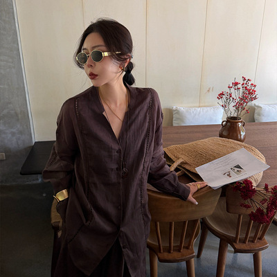 爱姐家ELSISSI苎麻宽松长袖防晒